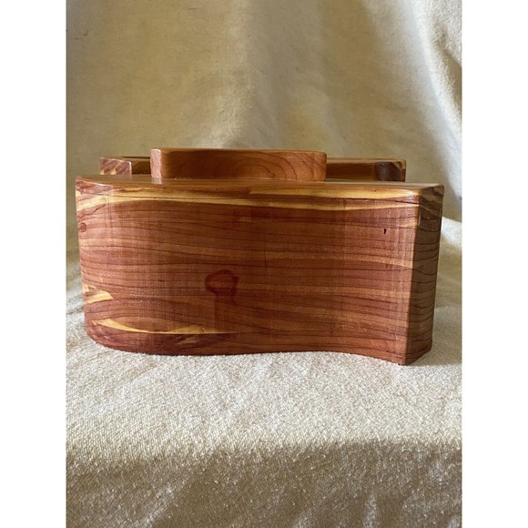 Abstract Hand made solid wood jewelry trinket box - Picture 7 of 9
